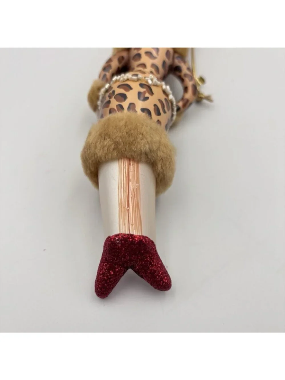 Ladies With Elegance Fashionista Glass Ornament Leopard Dress Hat Fox Stole 7”